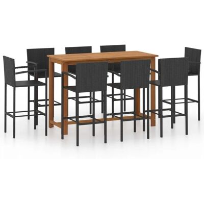vidaXL 9 Piece Garten Bar Set Schwarz vidaXL 9 Piece Garten Bar Set Schwarz