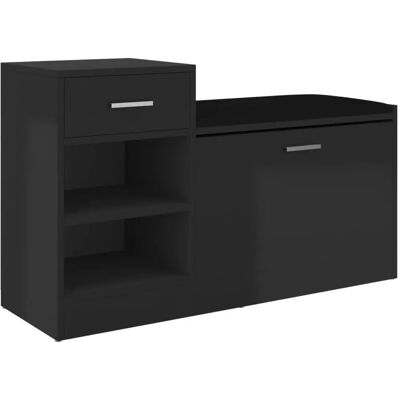 vidaXL Banc de rangement à chaussures en bois aggloméré - Noir - Banc à chaussures - Publicité vidaXL Banc de rangement à chaussures en bois aggloméré - Noir - Banc à chaussures - Publicité