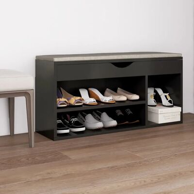 vidaXL Schuhbank mit Kissen Grau - Schuhaufbewahrungsmöbel vidaXL Schuhbank mit Kissen Grau - Schuhaufbewahrungsmöbel
