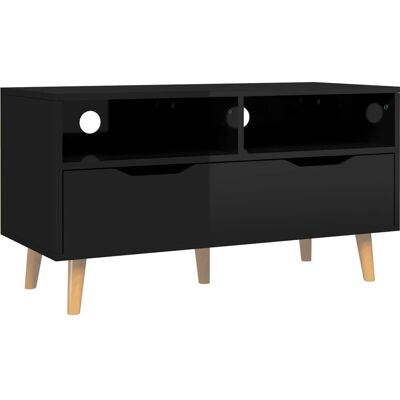 vidaXL Hochglanz Schwarzes TV-Schrank aus Spanplatte - Media Unit vidaXL Hochglanz Schwarzes TV-Schrank aus Spanplatte - Media Unit