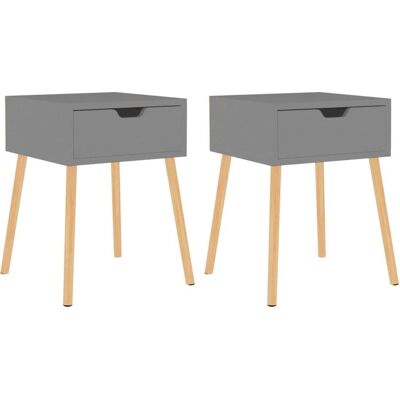 vidaXL Mesitas de Noche - 2 Piezas Gris - Muebles de Dormitorio vidaXL Mesitas de Noche - 2 Piezas Gris - Muebles de Dormitorio