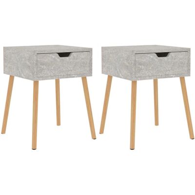 vidaXL Nachttisch - Beton Grau - Moderner Holznachttisch - 2 Stück vidaXL Nachttisch - Beton Grau - Moderner Holznachttisch - 2 Stück