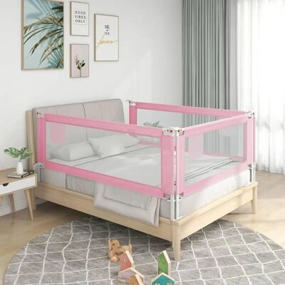 vidaXL Barandilla de seguridad cama de bebé Rosa - Protección ajustable para niños pequeños vidaXL Barandilla de seguridad cama de bebé Rosa - Protección ajustable para niños pequeños