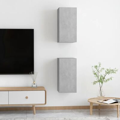 vidaXL TV-Schränke 2 Stück Beton Grau 30,5x30x60 cm Spanplatte - TV Cabinets vidaXL TV-Schränke 2 Stück Beton Grau 30,5x30x60 cm Spanplatte - TV Cabinets