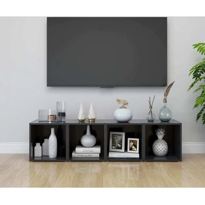 vidaXL 4er TV-Schränke Grau 37x35x37 cm Spanplatte Lowboard Hifi Möbel vidaXL 4er TV-Schränke Grau 37x35x37 cm Spanplatte Lowboard Hifi Möbel