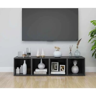 vidaXL 4er TV-Schränke Hochglanz Grau - TV Möbel vidaXL 4er TV-Schränke Hochglanz Grau - TV Möbel