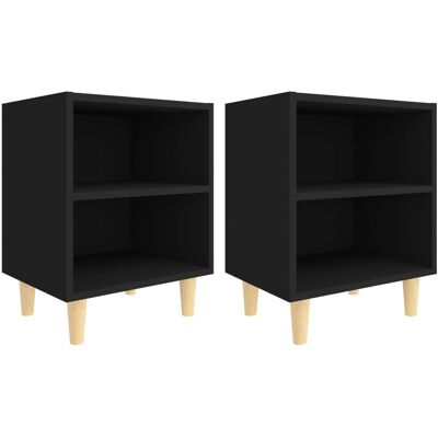 vidaXL Nuits de Table - Pieds en Bois Massif - 40x30x50cm - Noir - Publicité vidaXL Nuits de Table - Pieds en Bois Massif - 40x30x50cm - Noir - Publicité