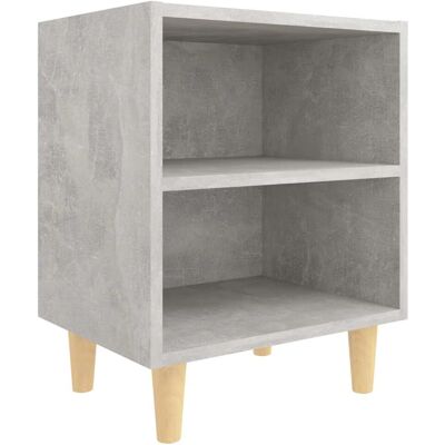 vidaXL Nachtkastje 805787 - Beton Grijs - Bedside Tafel met Massief Houten Poten vidaXL Nachtkastje 805787 - Beton Grijs - Bedside Tafel met Massief Houten Poten