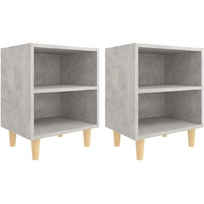 vidaXL 805788 Nachttisch - Nachttisch, Beton grau, Massivholzbeine vidaXL 805788 Nachttisch - Nachttisch, Beton grau, Massivholzbeine