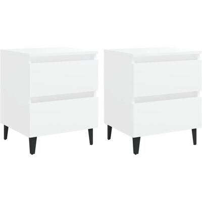 vidaXL 805870 Tables de nuit - 2 pièces - Blanc - Design industriel - Publicité vidaXL 805870 Tables de nuit - 2 pièces - Blanc - Design industriel - Publicité