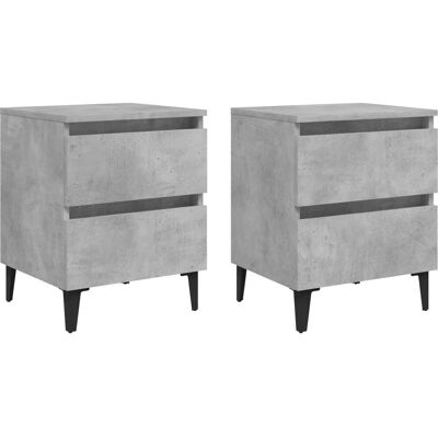 vidaXL Nachttisch - Beton Grey - Industrielles Design mit Zwei Schubladen vidaXL Nachttisch - Beton Grey - Industrielles Design mit Zwei Schubladen
