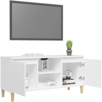 vidaXL Weißes TV-Board mit Massivholzböcken - Moderner Stauraum vidaXL Weißes TV-Board mit Massivholzböcken - Moderner Stauraum