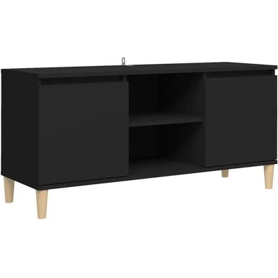 vidaXL TV-Schrank mit Massivholzbeinen Schwarz - TV Schrank vidaXL TV-Schrank mit Massivholzbeinen Schwarz - TV Schrank