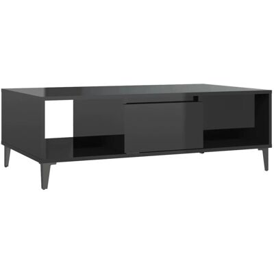 vidaXL Table basse noire brillante 103,5x60x35 cm - Publicité vidaXL Table basse noire brillante 103,5x60x35 cm - Publicité