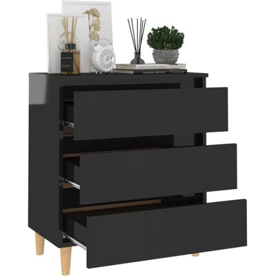 Buffet en Bois Contrôlé Noir Brillant 60x35x69 cm - 3 Tiroirs - Publicité Buffet en Bois Contrôlé Noir Brillant 60x35x69 cm - 3 Tiroirs - Publicité