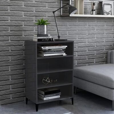 vidaXL Sideboard Hochglanz Grau - Technisches Holz - 4 Regale - 57x35x90 cm - Stauraum vidaXL Sideboard Hochglanz Grau - Technisches Holz - 4 Regale - 57x35x90 cm - Stauraum