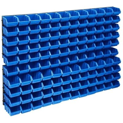 vidaXL Aufbewahrungskit mit Wandpaneelen - 128 Stück Blau & Schwarz vidaXL Aufbewahrungskit mit Wandpaneelen - 128 Stück Blau & Schwarz