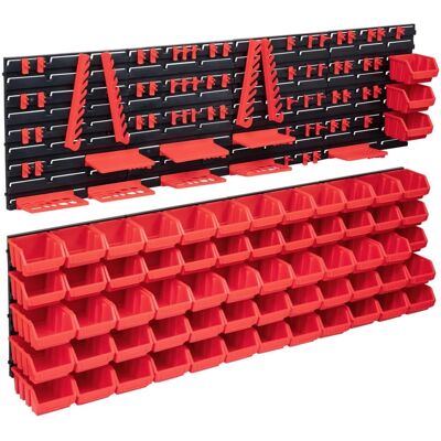vidaXL Werkzeug-Aufbewahrungssystem - 141 Stück Rot und Schwarz - Werkstatt Organizer vidaXL Werkzeug-Aufbewahrungssystem - 141 Stück Rot und Schwarz - Werkstatt Organizer