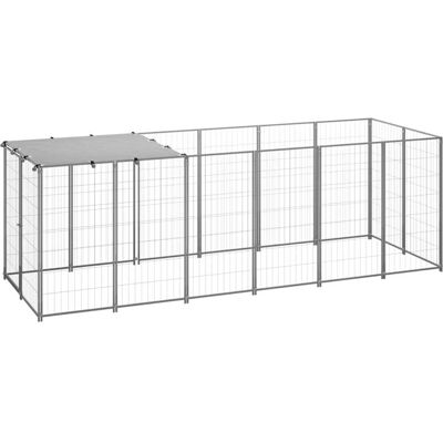 vidaXL Buda dla psa Srebrna 330x110x110 cm Stal Klatka dla szczeniaka vidaXL Buda dla psa Srebrna 330x110x110 cm Stal Klatka dla szczeniaka