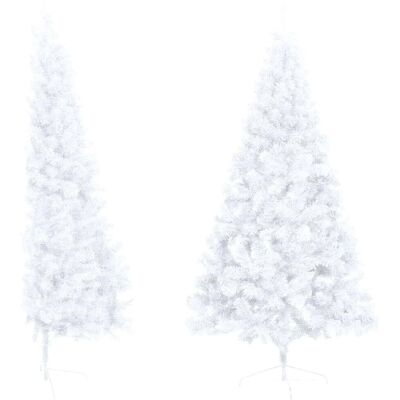 vidaXL Artificial Half Christmas Tree with Stand White - 150 cm - Christmas Tree vidaXL Artificial Half Christmas Tree with Stand White - 150 cm - Christmas Tree