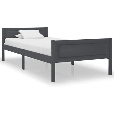 vidaXL 322125 Bettgestell - Massives Kiefernholz Grau 100x200 cm vidaXL 322125 Bettgestell - Massives Kiefernholz Grau 100x200 cm