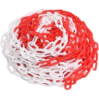 vidaXL Warnkette Rot-Weiß - 100 m - Ø6 mm - Warnkette vidaXL Warnkette Rot-Weiß - 100 m - Ø6 mm - Warnkette