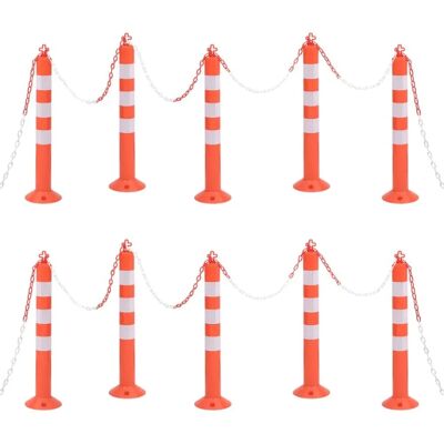 vidaXL Verkeerspalen 10 stuks - 75 cm PE paal en ketting vidaXL Verkeerspalen 10 stuks - 75 cm PE paal en ketting