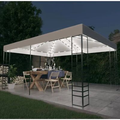 vidaXL Weißer Pavillon mit LED-Lichtern - Outdoor Sonnenschutz 4x3x2.7 m vidaXL Weißer Pavillon mit LED-Lichtern - Outdoor Sonnenschutz 4x3x2.7 m