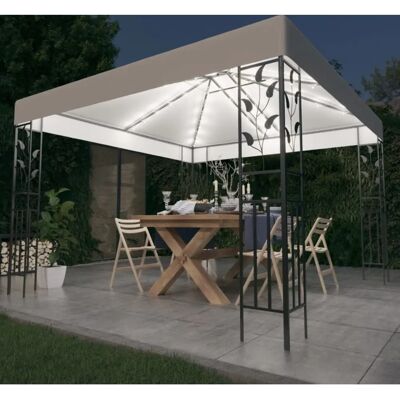 vidaXL Pavillon mit LED-Lichterkette 3x3m Weiß - Outdoor Sonnenschutzzelt vidaXL Pavillon mit LED-Lichterkette 3x3m Weiß - Outdoor Sonnenschutzzelt
