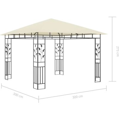 Pavillon avec moustiquaire et guirlande LED vidaXL - 3x3m crème - Publicité Pavillon avec moustiquaire et guirlande LED vidaXL - 3x3m crème - Publicité