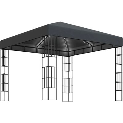 vidaXL Pavillon mit LED-Lichterkette 3x3 m Anthrazit - Pavillon vidaXL Pavillon mit LED-Lichterkette 3x3 m Anthrazit - Pavillon