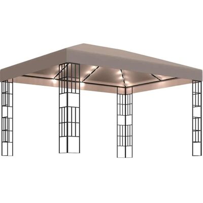 vidaXL Pavillon mit LED-Lichterkette 4x3m Taupe - Pavillon vidaXL Pavillon mit LED-Lichterkette 4x3m Taupe - Pavillon