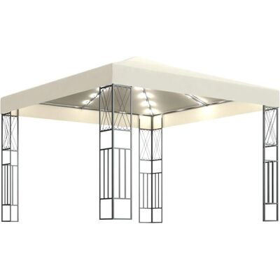 Gazebo con luces LED de cadena 3x3 m Tela color crema - Gazebo Gazebo con luces LED de cadena 3x3 m Tela color crema - Gazebo