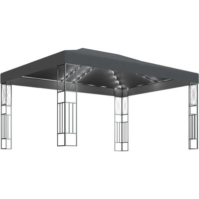 vidaXL Prieel met LED-lichtslinger 3x4 m Antraciet - Buiten parasol vidaXL Prieel met LED-lichtslinger 3x4 m Antraciet - Buiten parasol