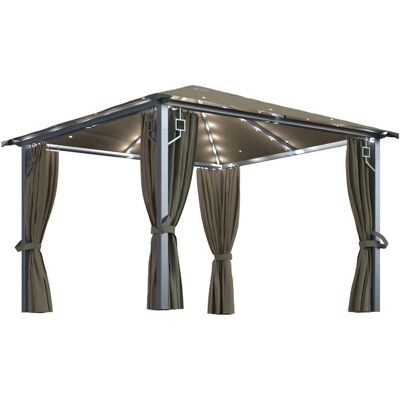 vidaXL Aluminium-Gazebo mit Vorhängen & LED-Lichtern - 3x3 m vidaXL Aluminium-Gazebo mit Vorhängen & LED-Lichtern - 3x3 m