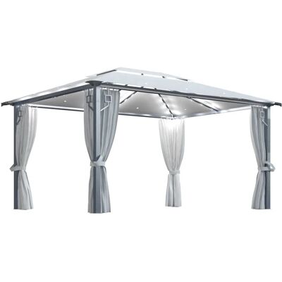 vidaXL Pavillon mit Vorhängen & LED-Lichterkette - 400x300 cm Creme vidaXL Pavillon mit Vorhängen & LED-Lichterkette - 400x300 cm Creme