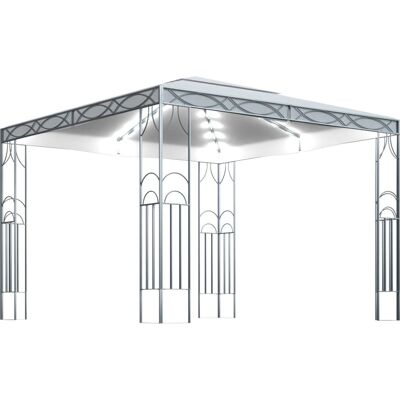 vidaXL Altana z lampkami LED 300x300 cm Kremowa Zasłona na zewnątrz vidaXL Altana z lampkami LED 300x300 cm Kremowa Zasłona na zewnątrz