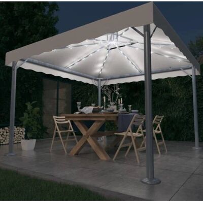 Pavillon avec guirlande lumineuse LED 300x300 cm Aluminium Crème vidaXL Pavillon avec guirlande lumineuse LED 300x300 cm Aluminium Crème vidaXL