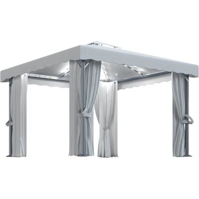 vidaXL Pergola ogrodowa z zasłonami i LED-ami - Pergola ogrodowa vidaXL Pergola ogrodowa z zasłonami i LED-ami - Pergola ogrodowa