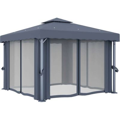 vidaXL Pavillon mit Vorhängen & LED-Lichter 3x3 m Anthrazit vidaXL Pavillon mit Vorhängen & LED-Lichter 3x3 m Anthrazit