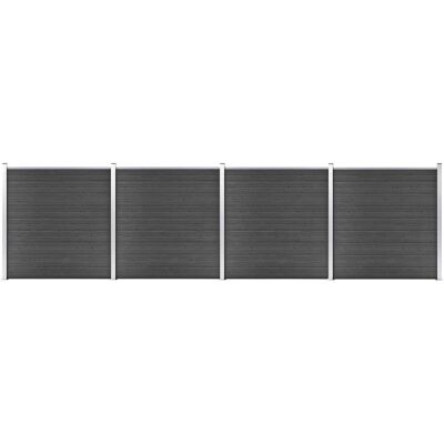 vidaXL Zaunpaneel-Set WPC 699x186 cm Schwarz - Zaunpaneel-Set vidaXL Zaunpaneel-Set WPC 699x186 cm Schwarz - Zaunpaneel-Set