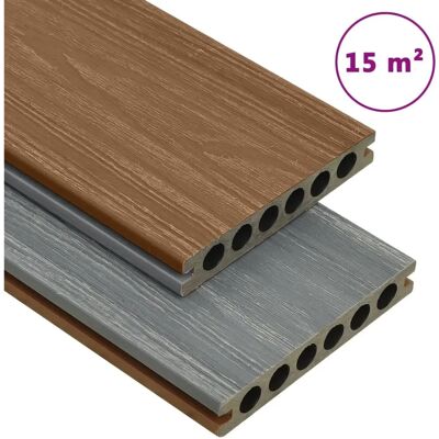vidaXL WPC Terrassendielen Braun Grau 15m² - Terrasse vidaXL WPC Terrassendielen Braun Grau 15m² - Terrasse