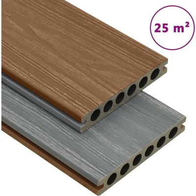 vidaXL Panneaux de Terrasse WPC Marron Gris 25m² - Ensemble complet vidaXL Panneaux de Terrasse WPC Marron Gris 25m² - Ensemble complet