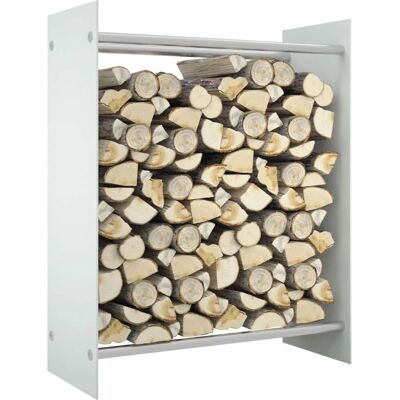 Support à bois blanc 80x35x100 cm en verre trempé rangement à bois - Publicité Support à bois blanc 80x35x100 cm en verre trempé rangement à bois - Publicité