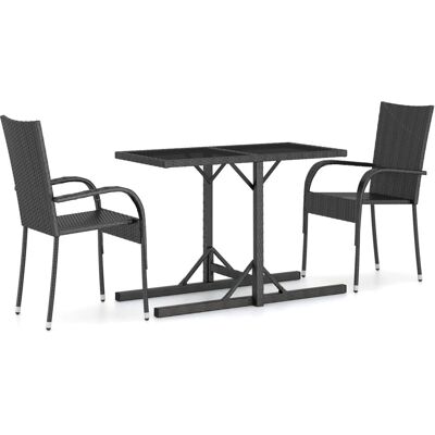 vidaXL 3072440 Outdoor-Möbelset - Gartentisch und Stühle in Schwarz vidaXL 3072440 Outdoor-Möbelset - Gartentisch und Stühle in Schwarz