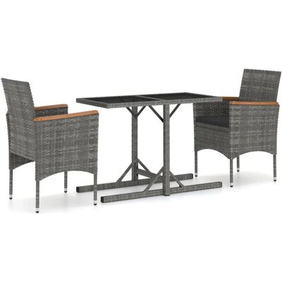VidaXL Gartengarnitur - 3-teilig Grau VidaXL Gartengarnitur - 3-teilig Grau