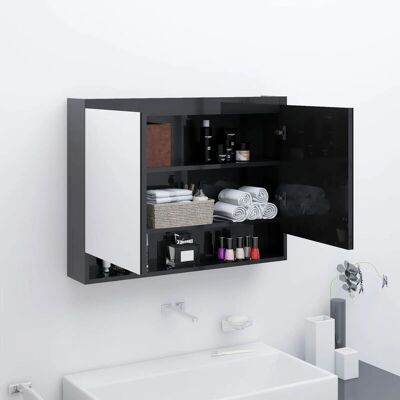 vidaXL badeværelsesskab med spejl - Sort - 80x15x60 cm vidaXL badeværelsesskab med spejl - Sort - 80x15x60 cm