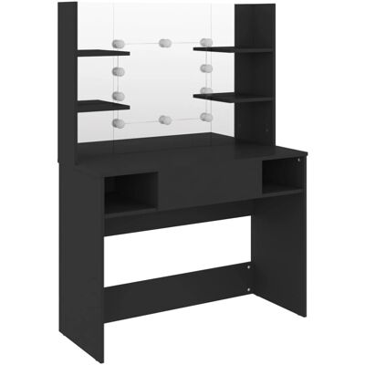 vidaXL 331540 Schwarzes MDF Frisiertisch mit LED-Lichtern - Schminktisch vidaXL 331540 Schwarzes MDF Frisiertisch mit LED-Lichtern - Schminktisch