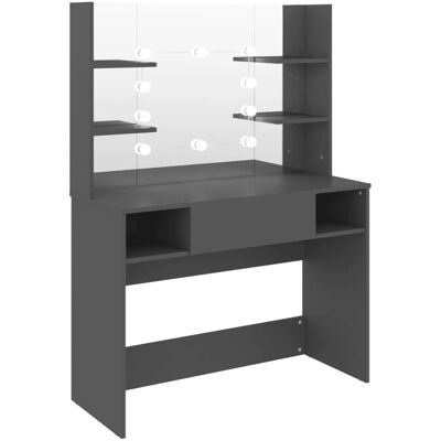 vidaXL Coiffeuse en MDF gris avec lumières LED - Publicité vidaXL Coiffeuse en MDF gris avec lumières LED - Publicité