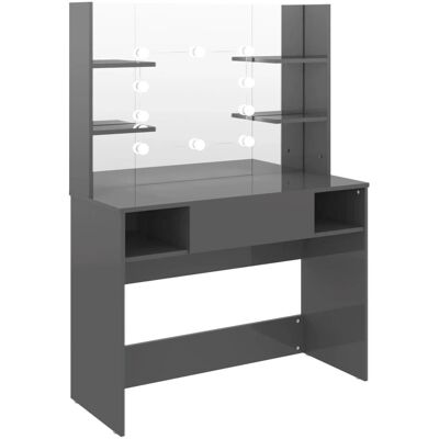 vidaXL 331543 Coiffeuse MDF gris avec éclairage LED - Tiroir à maquillage vidaXL 331543 Coiffeuse MDF gris avec éclairage LED - Tiroir à maquillage